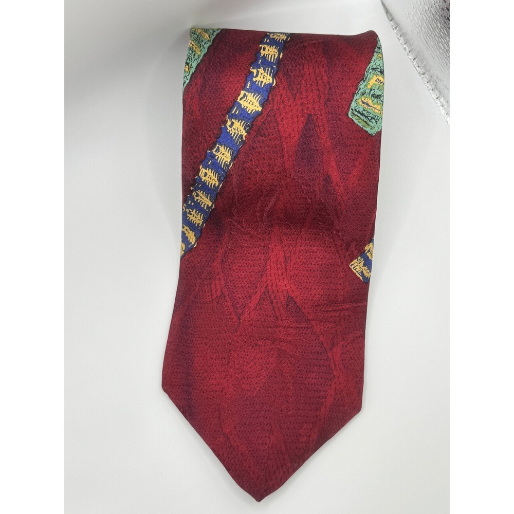 COOGI Australia Men's Silk‎ Necktie Burgundy Cable Knit Pattern Designer Style